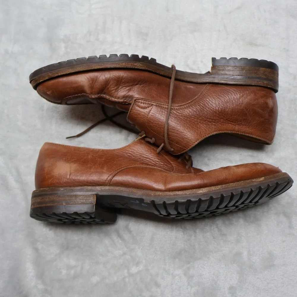 Gravati Oxford Mens 8W Brown Leather Split Toe Lug Sole Italian Dress Shoes